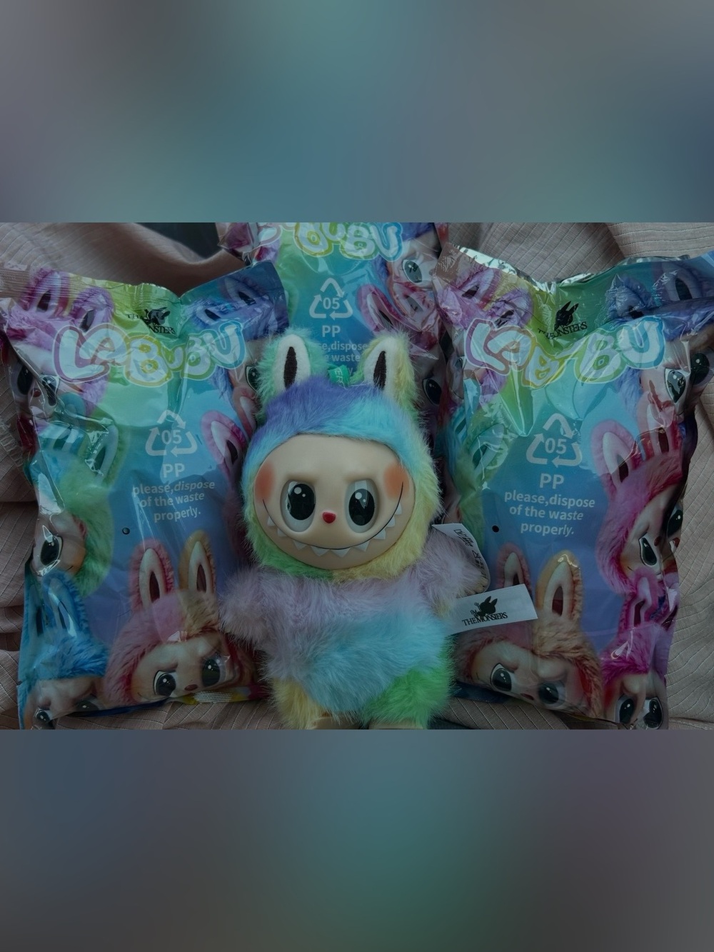 Colorful Plush Monster Toy - Rainbow Pastel Fur